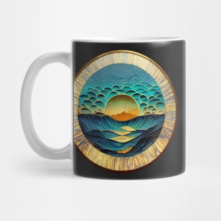 Ocean Waves, Sun, Clouds, and Land - Monocular View Mug